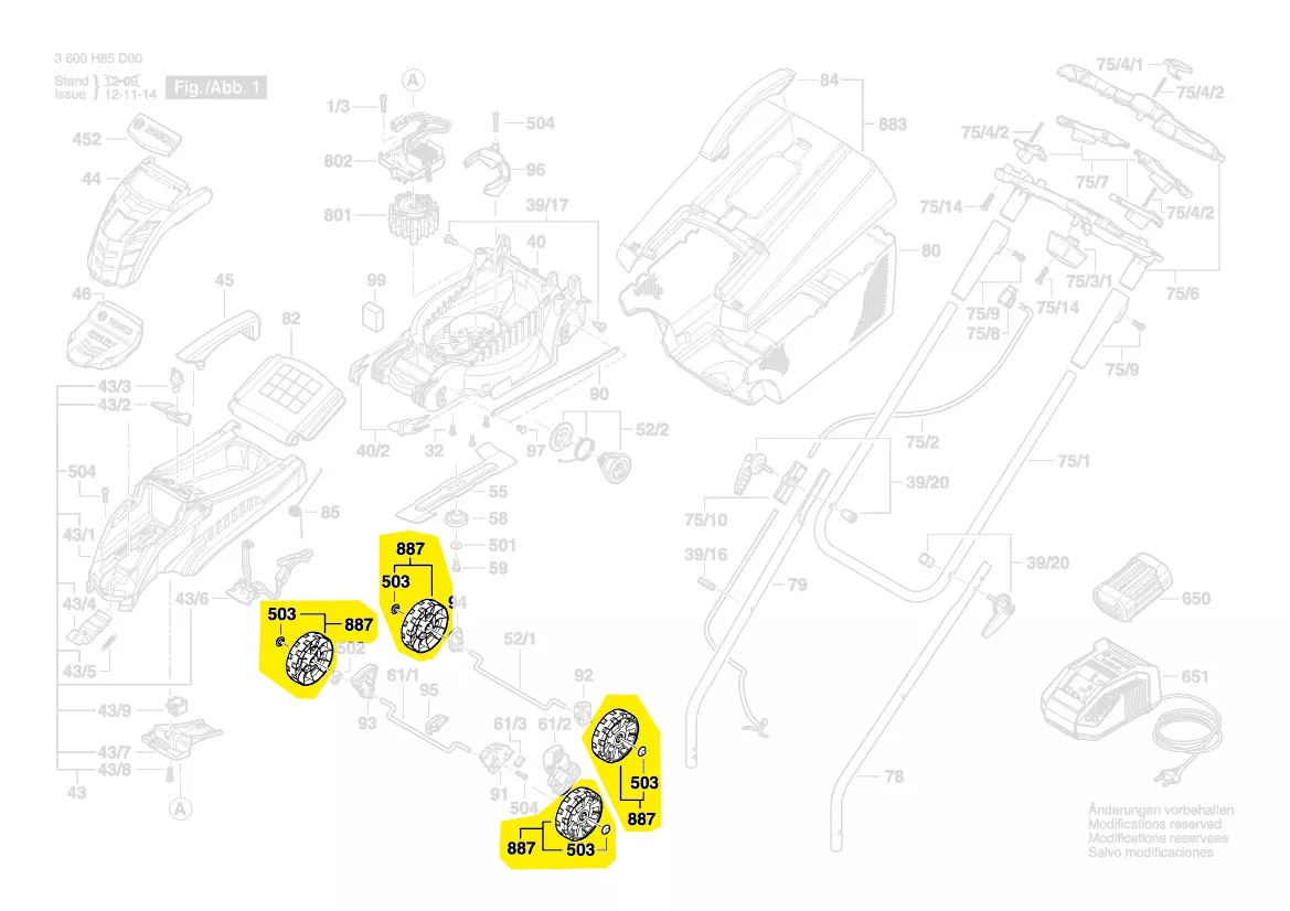 Roue réf. F 016 104 220 pour tondeuse à gazon